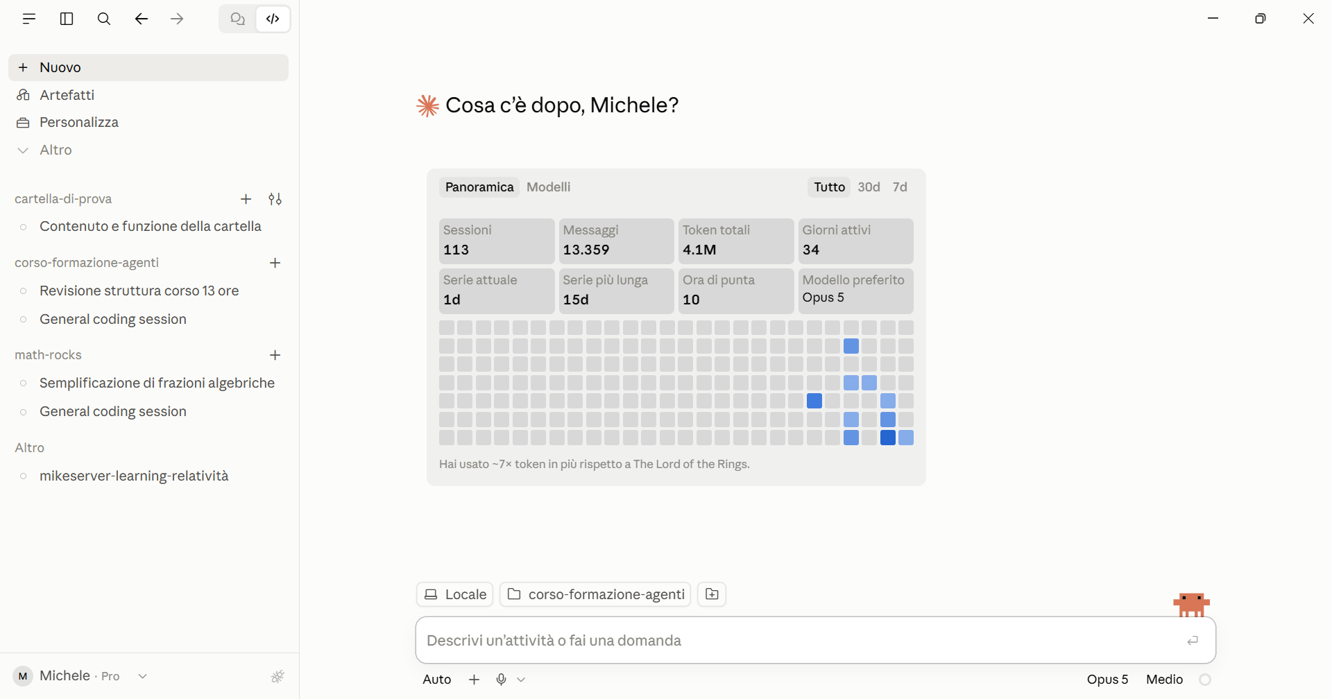 Schermata di Claude Code nell'app desktop